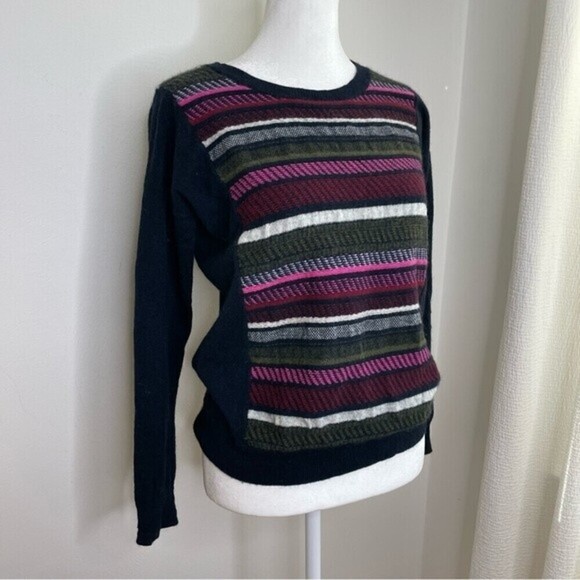 J. CREW wool rabbit hair blend preppy academia retro striped sweater stripe XS/S - Picture 1 of 10